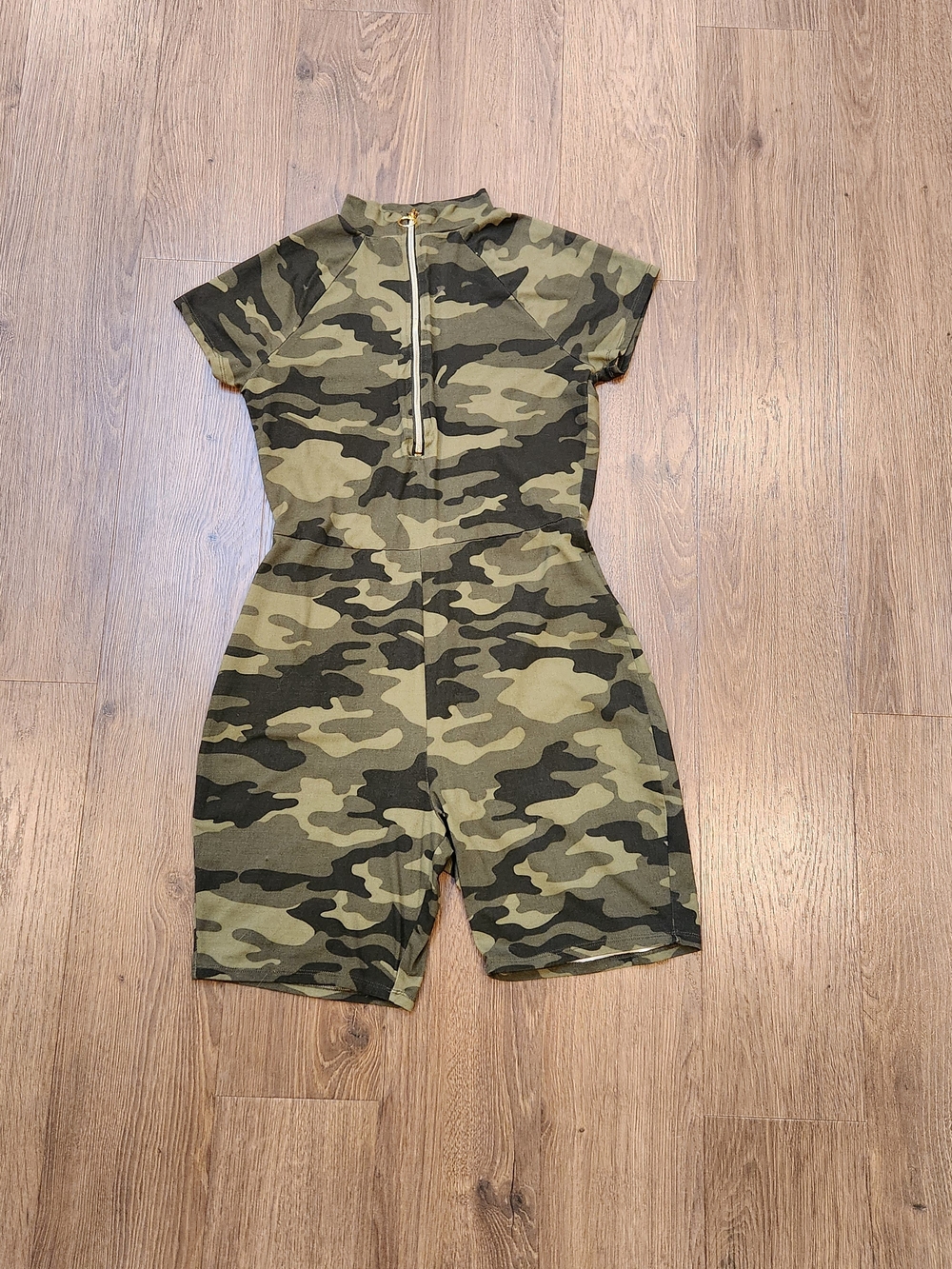 Almost Famous Green Camo Short-Sleeve One-Piece